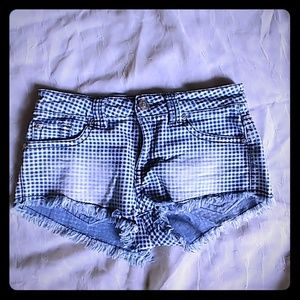 Vintage Checkered Jean Shorts
